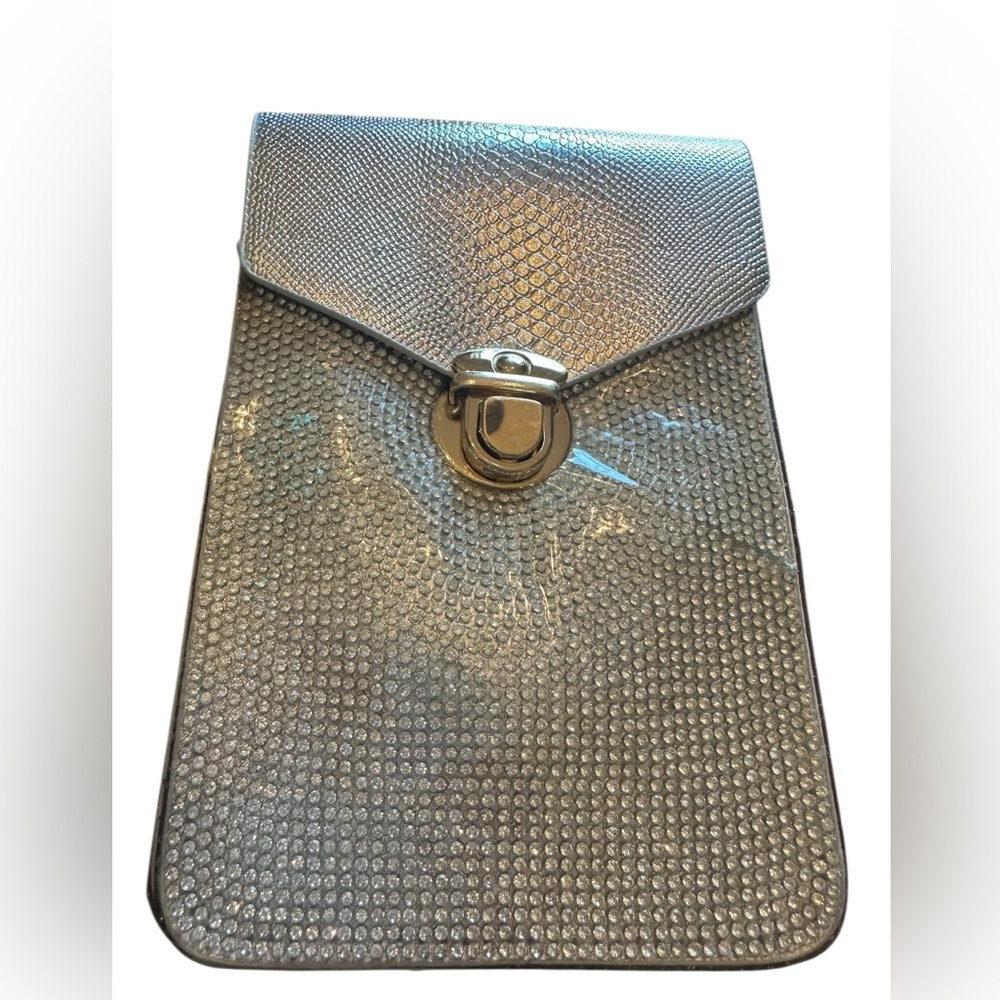 Silver Rhinestone Accented Crossbody Purse